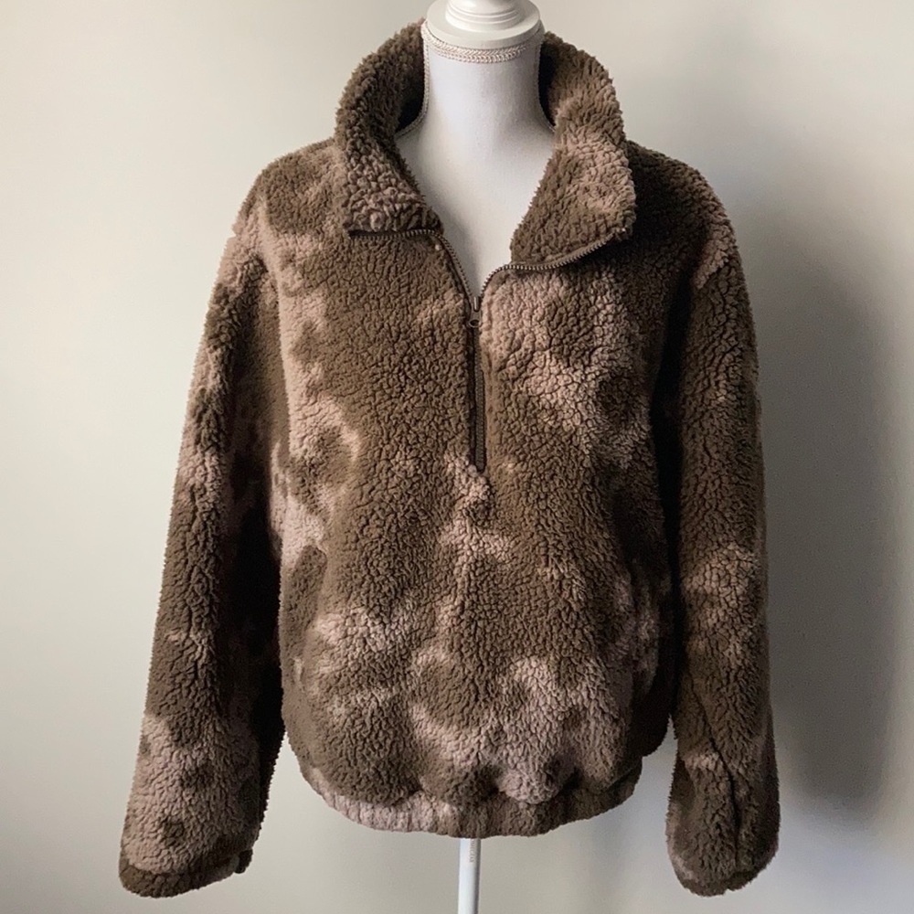 SAGE Camo Print Teddy Pullover